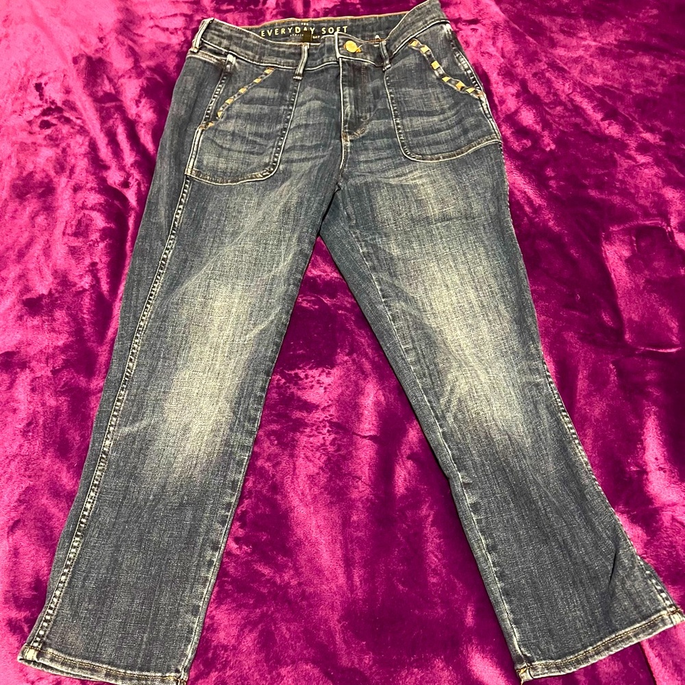 White House Black Market - like new - blue jeans - size 10 - studded jeans